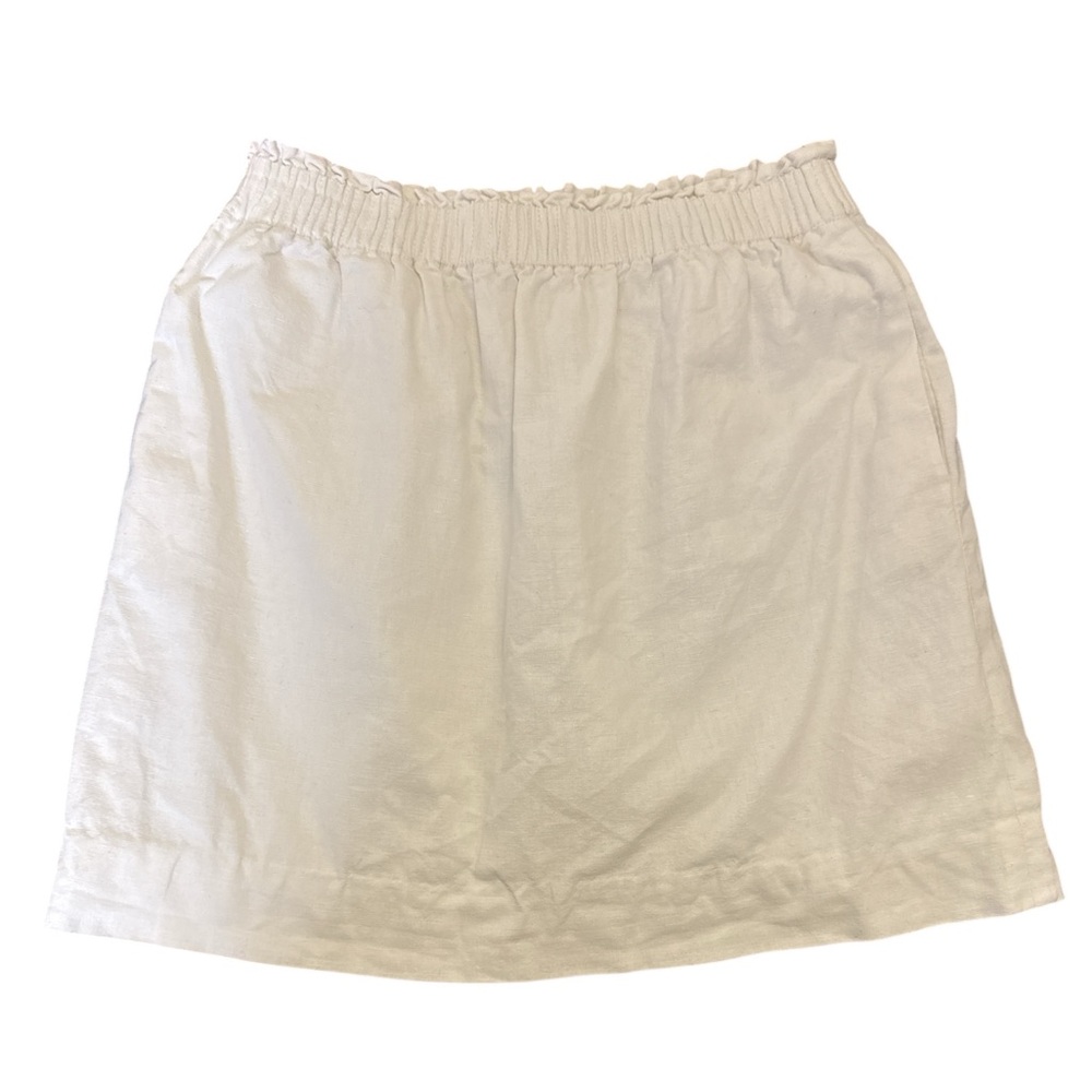 J Crew Linen/Cotton Blend Skirt Womens Size 4 Lined Pockets 17” Long Above Knee